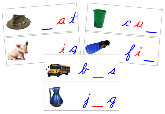 Wooden Cursive Moveable Alphabet Sound Cards Bundle blue/red - Montessori Print Shop Digital Download