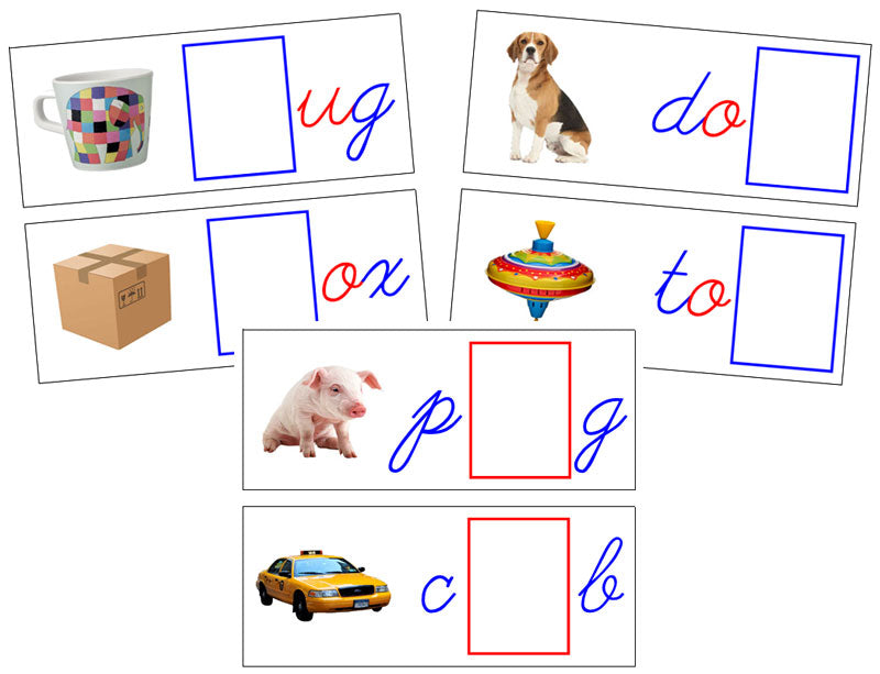 Printable NEW Cursive Moveable Alphabet Sound Cards Bundle blue/red