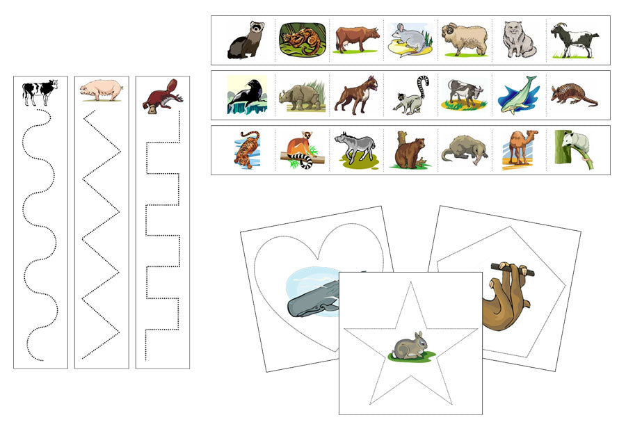 Mammals Cutting Work - Preschool Activity - Montessori Print Shop Digital Download