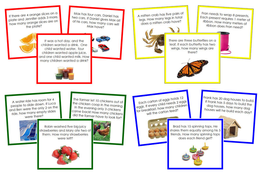 Math Word Problems Bundle (color-coded) - Montessori Print Shop Digital Download