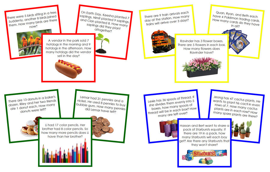 Math Word Problems Bundle (color-coded) - Montessori Print Shop Digital Download