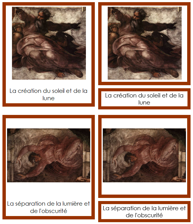 French - Michelangelo Art Cards (color-coded) - Montessori Print Shop Digital Download