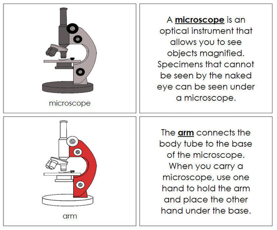 Microscope Nomenclature Book (red) - Montessori Print Shop