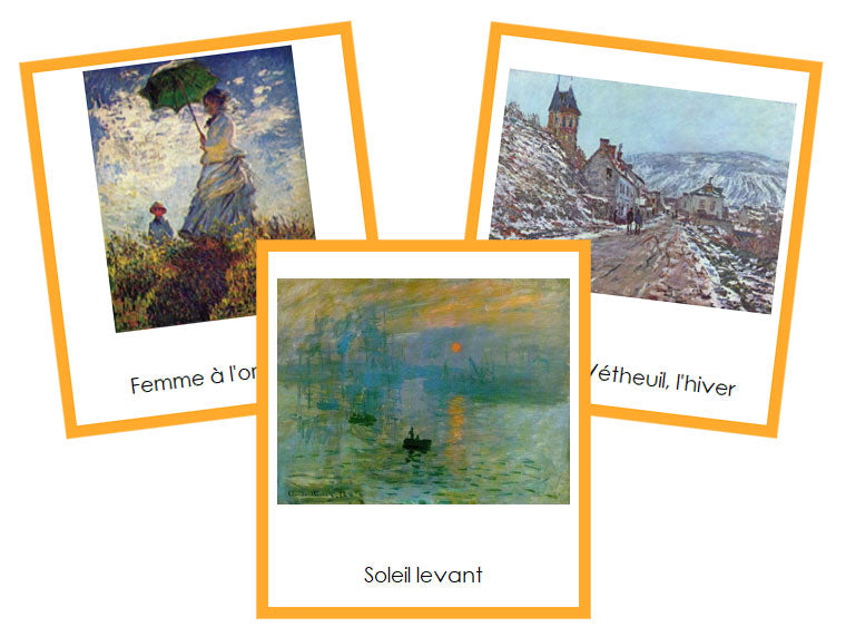 French - Claude Monet Art Cards (color-coded) - Montessori Print Shop Digital Download