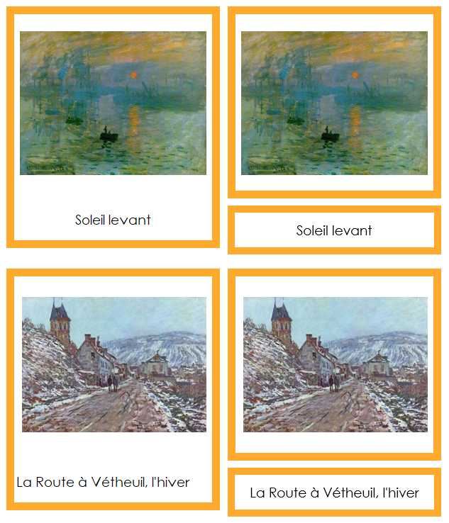 French - Claude Monet Art Cards (color-coded) - Montessori Print Shop Digital Download
