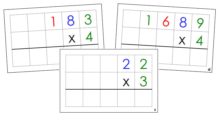Montessori Multiplication Command Cards (color) - Montessori Print Shop Digital Download