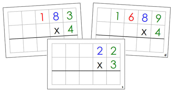 Montessori Multiplication Command Cards (color) - Montessori Print Shop