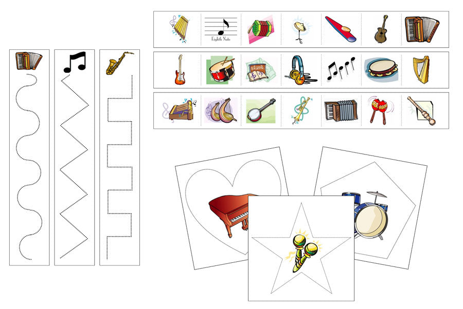 Music Cutting Work - Preschool Activity - Montessori Print Shop Digital Download