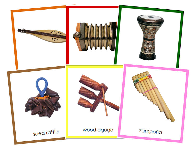 World Musical Instruments Bundle (color borders) - Montessori Print Shop Digital Download