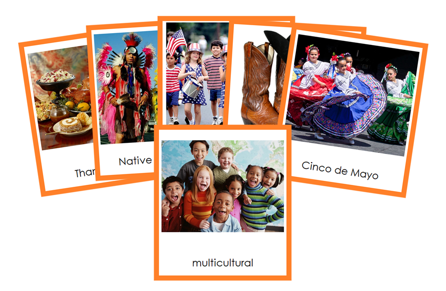 Culture of North America 3-Part Cards (color-coded) - Montessori Print Shop Digital Download