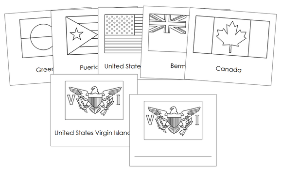 Flags of North America Blackline Masters - Montessori Print Shop Digital Download