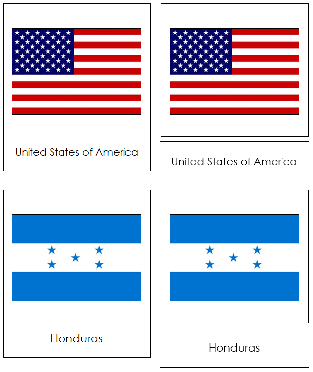 Flags of North America 3-Part Continent Cards - Montessori Print Shop Digital Download