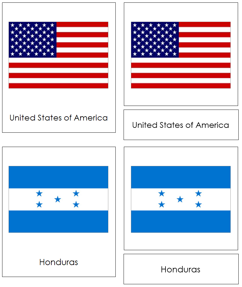 Flags of North America 3-Part Cards - Montessori Print Shop Digital Download