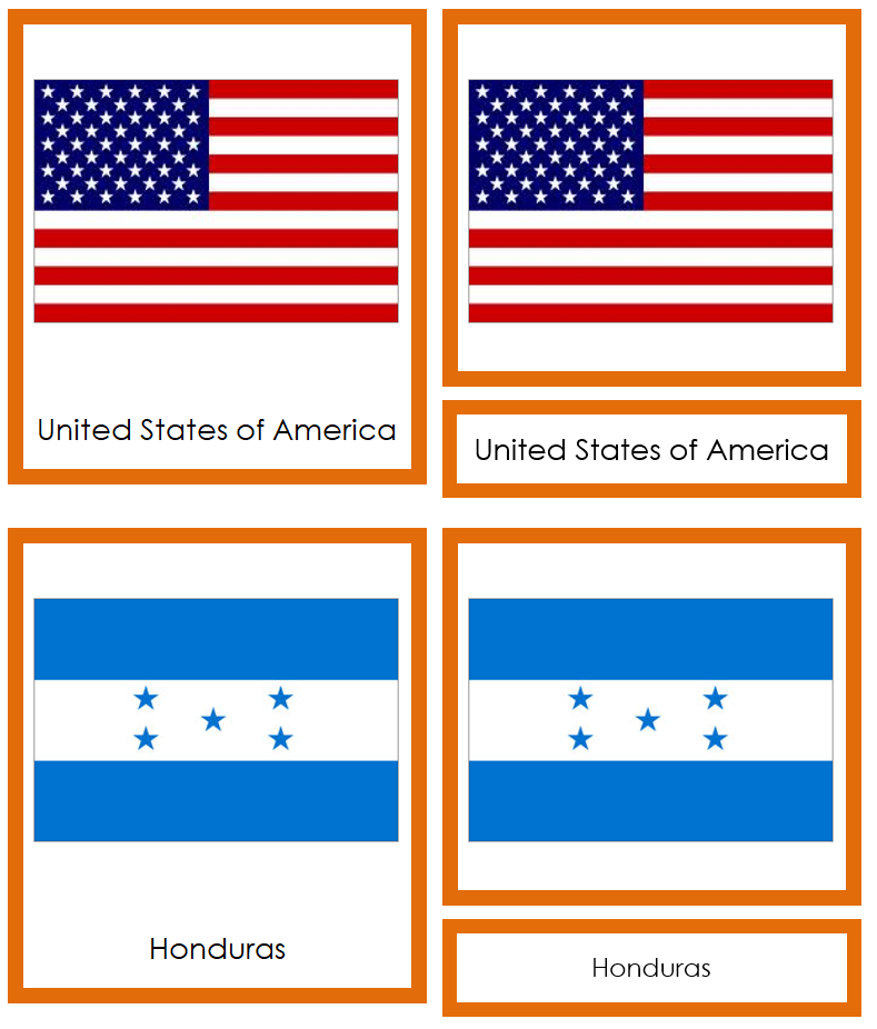 Flags of North and Central America 3-Part Continent Cards - Montessori Print Shop Digital Download