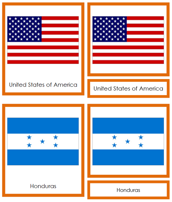 North American Flags (color-coded) - Montessori Print Shop