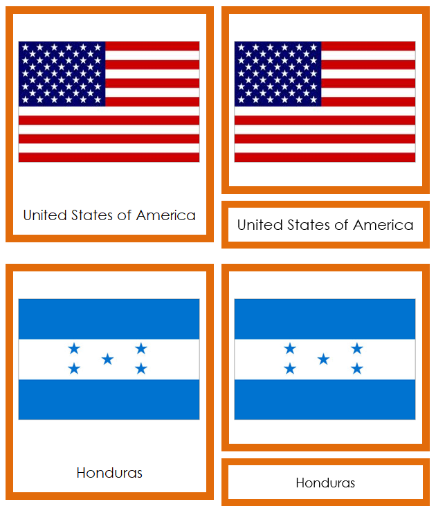 Flags of North America 3-Part Continent Cards - Montessori Print Shop Digital Download