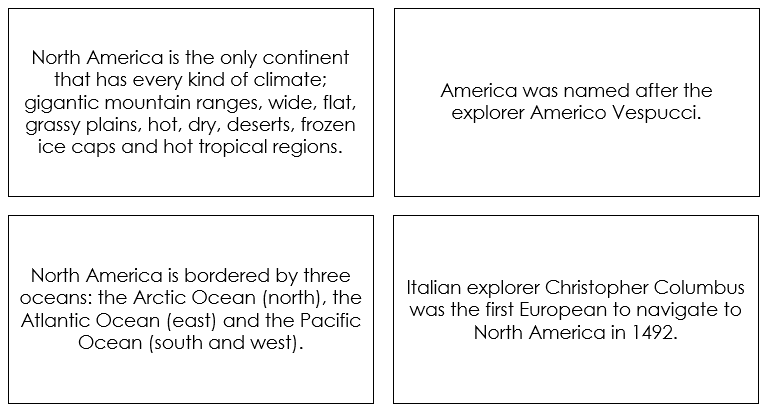 Printable North America Fun Fact Cards - Montessori Print Shop