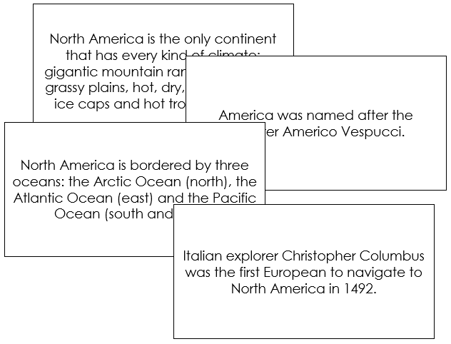 North America Fun Facts - Montessori geography cards