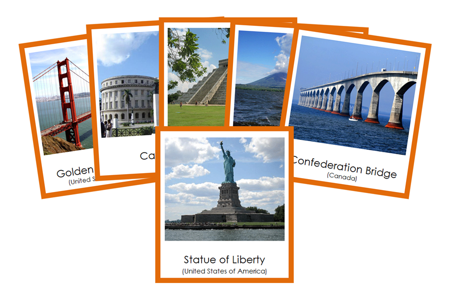 Landmarks of North America 3-Part Continent Cards - Montessori Print Shop Digital Download