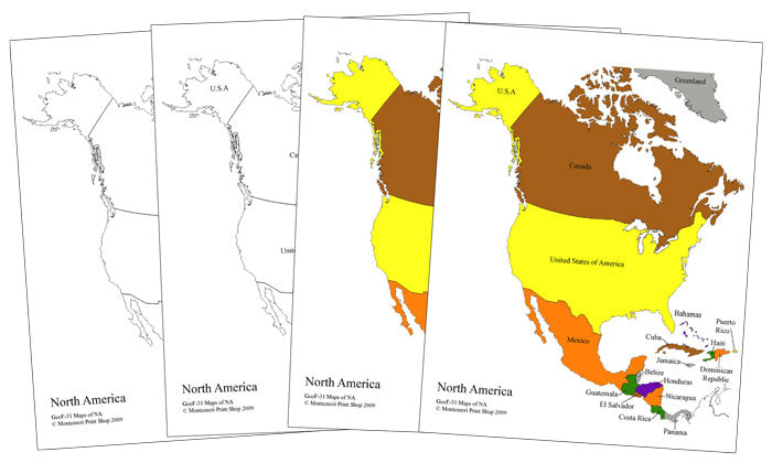 Montessori Maps of North America - Montessori Print Shop Digital Download 