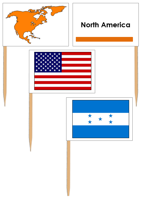 Flags of North America: Pin Flags - Montessori Print Shop Digital Download geography materials