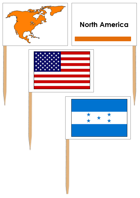 Flags of North America: Pin Flags - Montessori Print Shop geography materials