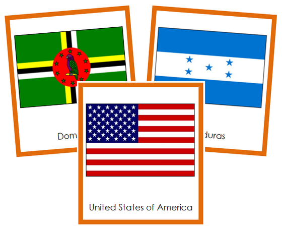 North American Flags (color-coded) - Montessori Print Shop