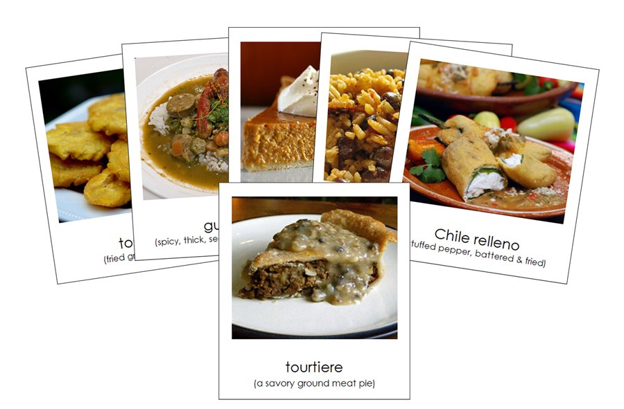 Foods of North America 3-Part Continent Cards - Montessori Print Shop Digital Download