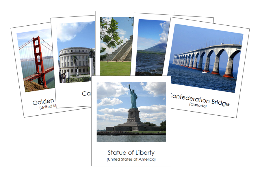 Landmarks of North America 3-Part Continent Cards - Montessori Print Shop Digital Download