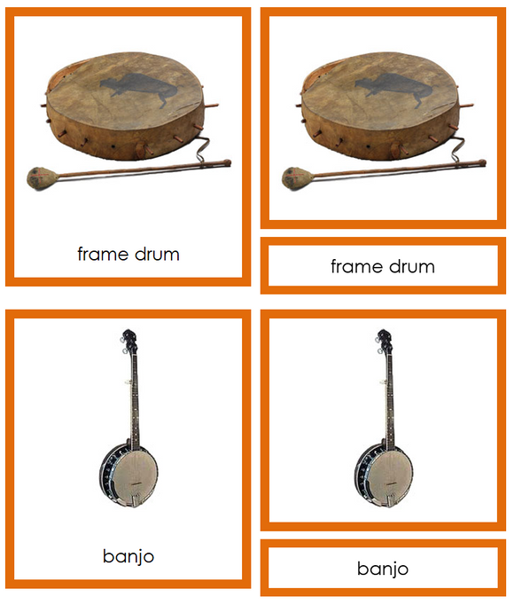 Musical Instruments of North America 3-Part Cards (color-coded) - Montessori Print Shop Digital Download