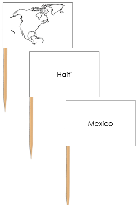 North America Map Labels: Pin Flags - Montessori Print Shop Digital Download geography materials