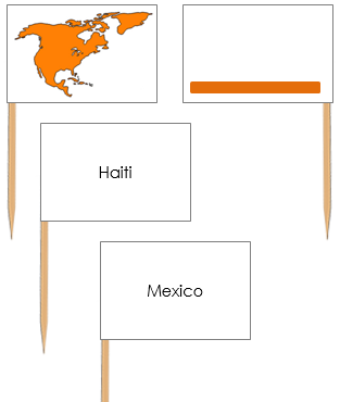 North America Map Labels: Pin Flags - Montessori Print Shop Digital Download geography materials
