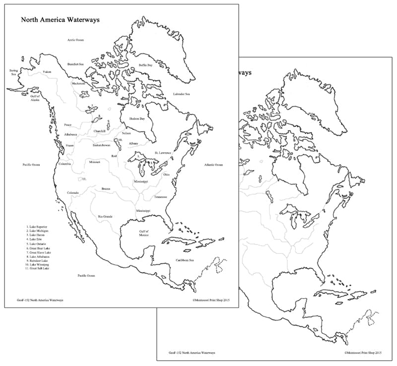 Major Waterways of North America - Montessori Print Shop Digital Download