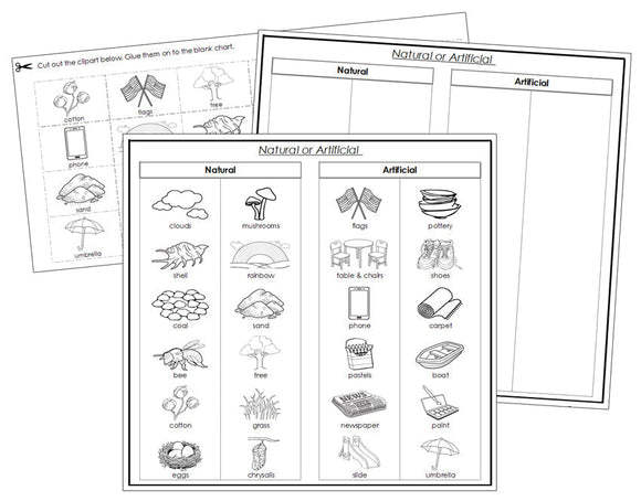 Natural or Artificial? Blackline Masters - Montessori Print Shop