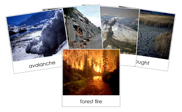 Types of Natural Disasters Nomenclature 3-Part Cards - Montessori Print Shop Digital Download