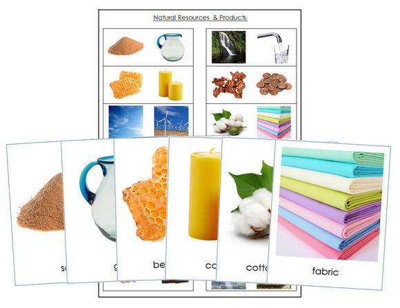 Natural Resources And Their Products - Montessori Print Shop science cards