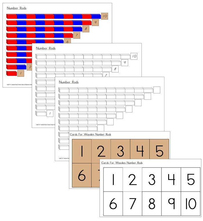 Montessori Number Rods Color & Blackline Masters - Montessori Print Shop Digital Download