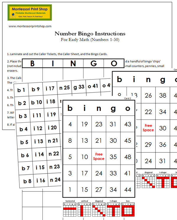 Number Bingo - Montessori Print Shop Digital Download