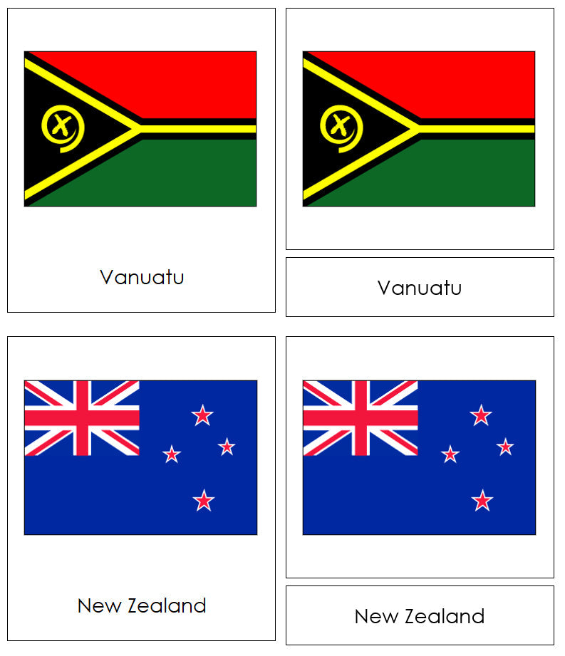 Flags of Oceania 3-Part Cards - Montessori Print Shop Digital Download