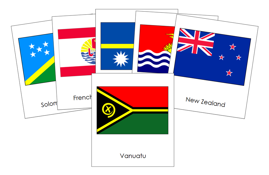Flags of Oceania 3-Part Cards - Montessori Print Shop Digital Download