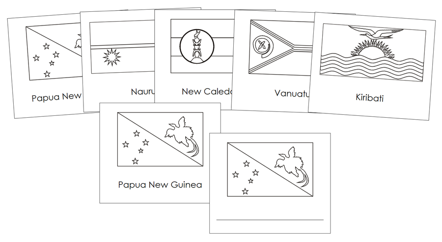 Flags of Oceania Blackline Masters - Montessori Print Shop Digital Download