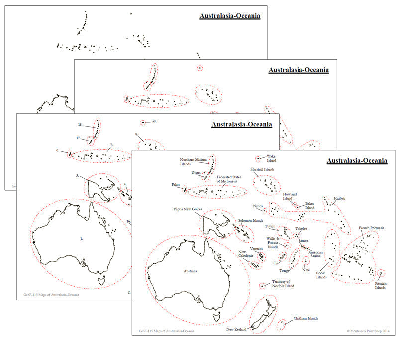Oceania Maps & Masters - Montessori Print Shop Digital Download geography materials