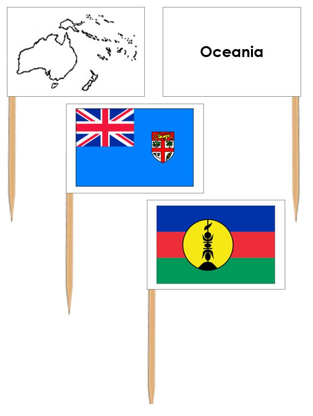 Flags of Oceania/Australasia Pin Flags - Montessori Print Shop Digital Download