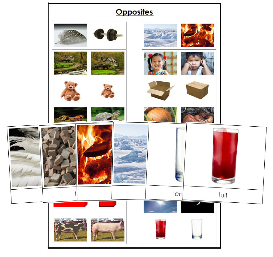 Opposites with Pictures - Montessori Print Shop Digital Download grammar