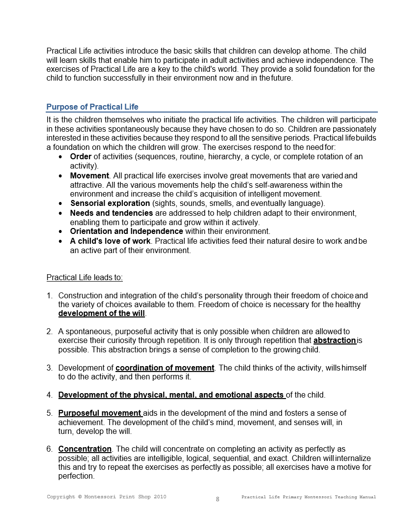 Primary Montessori Teaching Manual by Montessori Print Shop