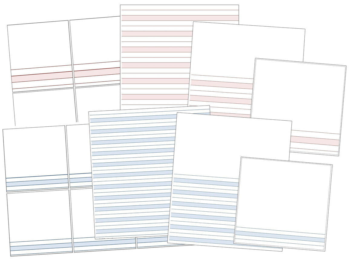 Montessori pink and blue lined paper bundle - Montessori Print Shop Digital Download
