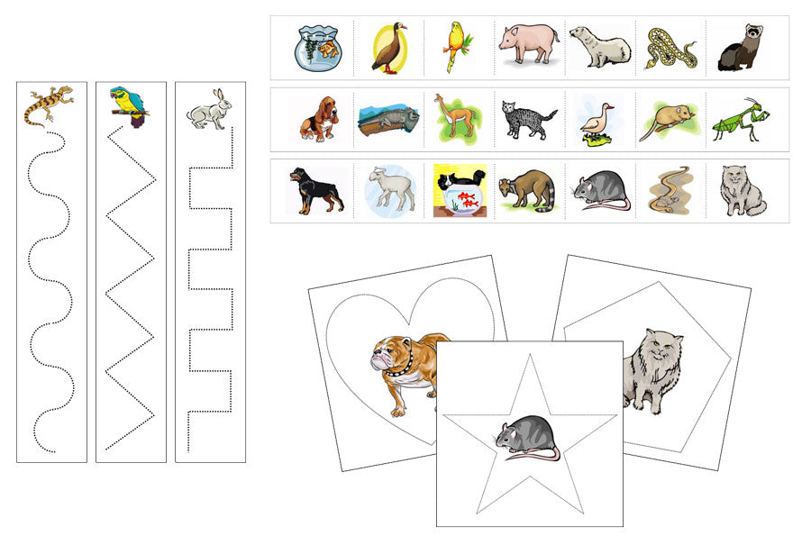 Pets Cutting Work - Preschool Activity - Montessori Print Shop Digital Download