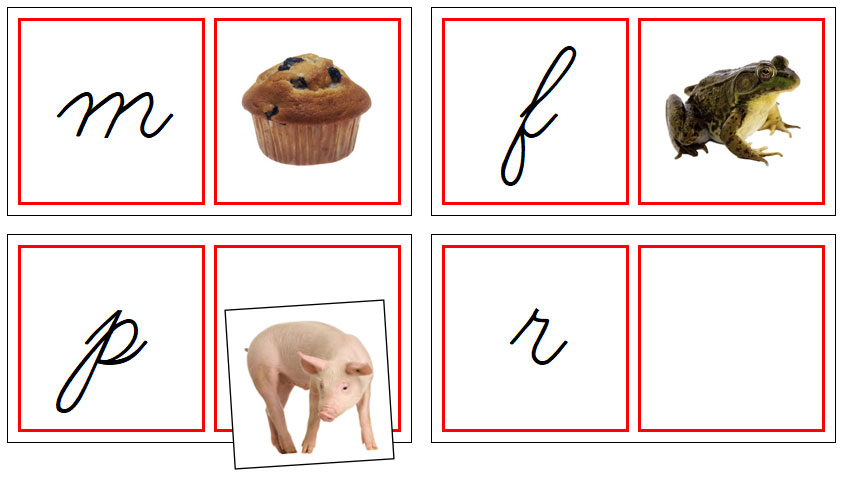 Phonetic Matching Cards - Set 1 (cursive) - Montessori Print Shop Digital Download