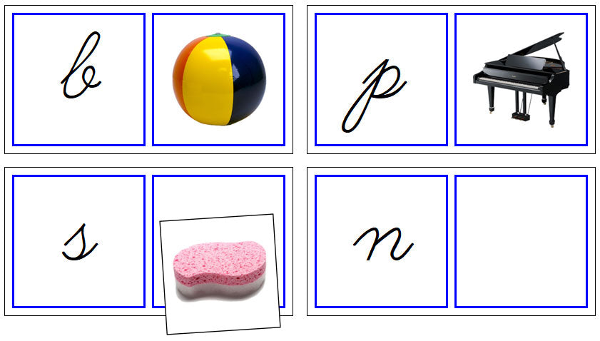 Phonetic Matching Cards - Set 2 (cursive) - Montessori Print Shop Digital Download