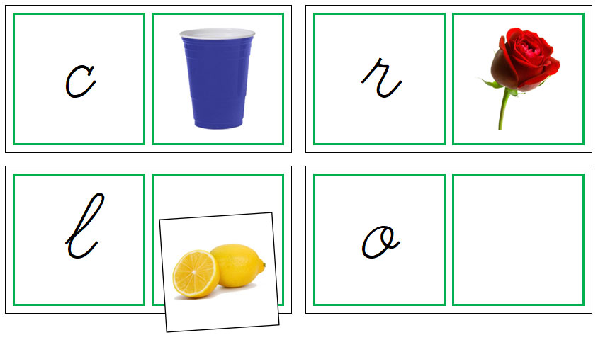 Phonetic Matching Cards - Set 3  (cursive) - Montessori Print Shop Digital Download